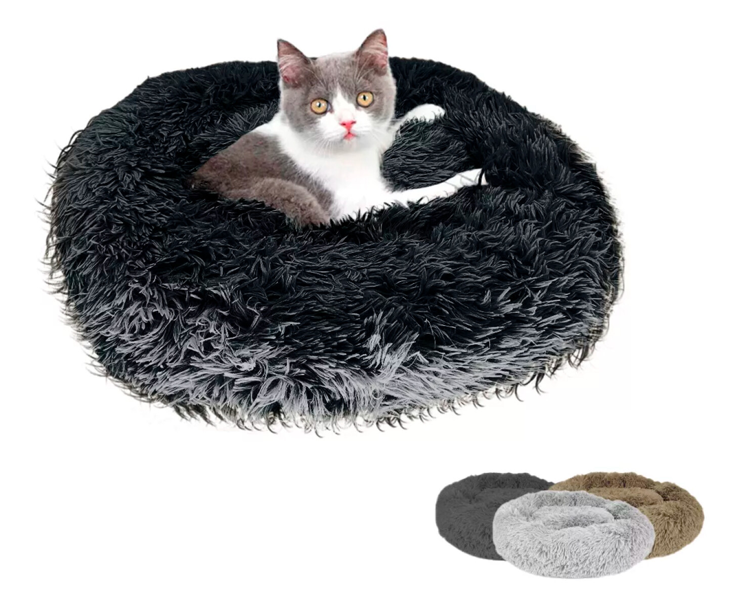 Cama Moises Felpa Suave Perros Gatos 50cm Pequeño Mediano - Color negro 