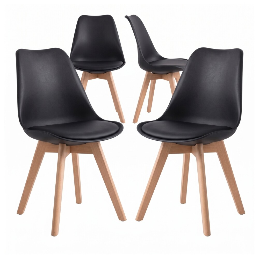 Silla Eames Pack 4 Unidades Acolchonada Calidad Premium Negro