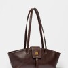 Cartera al hombro Paris en cuero liso Chocolate
