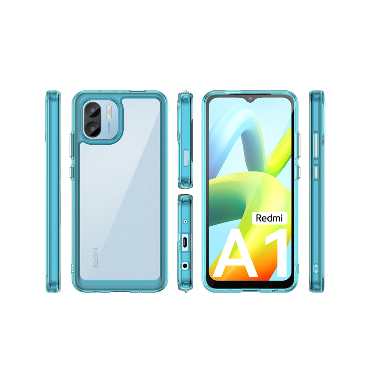 Case Transparente con Borde de Color Xiaomi Redmi A2 Turquesa