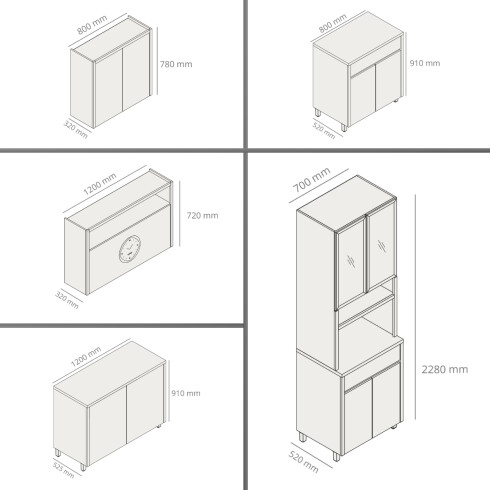 MOBILIARIO COCINA BEIGE MODULAR JUEGO 5 PIEZAS PARA COCINA GAMAS DE BEIGE
