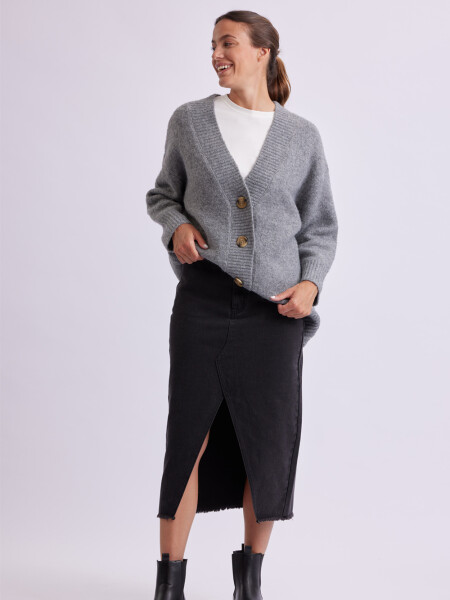 Cardigan de punto Gris Melange