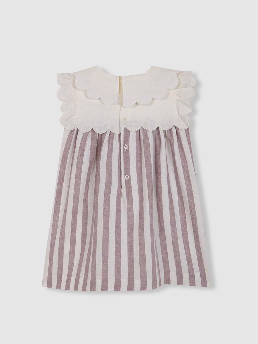 Vestido Combinado De Rayas Berenjena