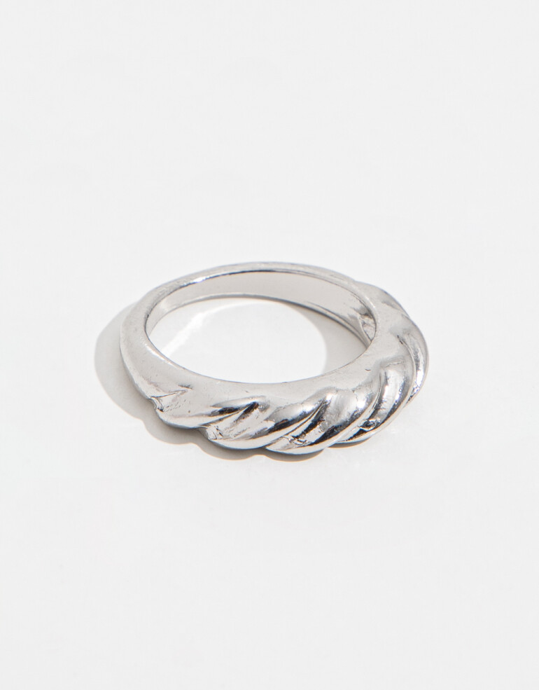Anillos Medianos y Grandes Metal Anillo Mediano Metal Orgánico - Plateado Rodio