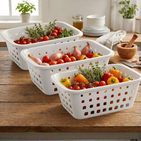 Set x3 Cesto mediano 3 lts BLANCO