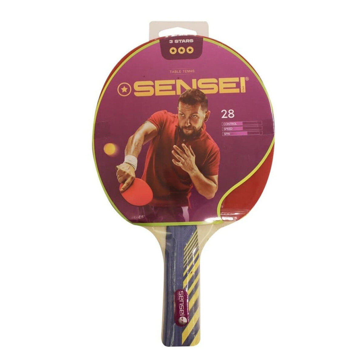 Paleta Sensei s Ping Pong 3 STARS - Negro - Rojo 