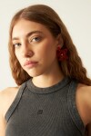 Musculosa acanalada bordada negro