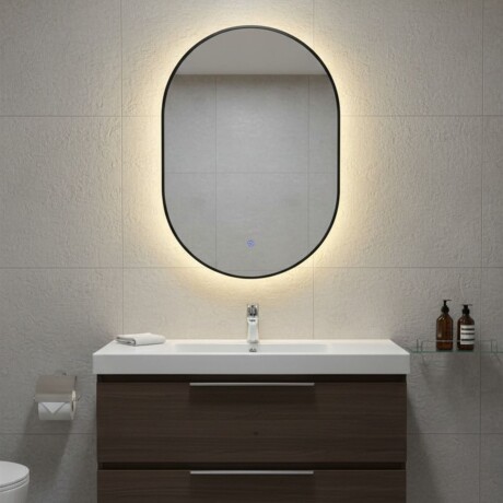 Espejo Vertical Lumax Moddy Marco Ovalado y Luz Led 50x70cm Negro