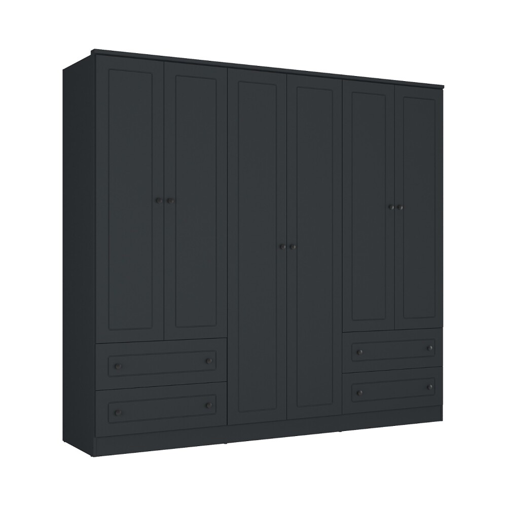 Ropero Americano PLUS 6 puertas 4 cajones - 100% MDF Gris