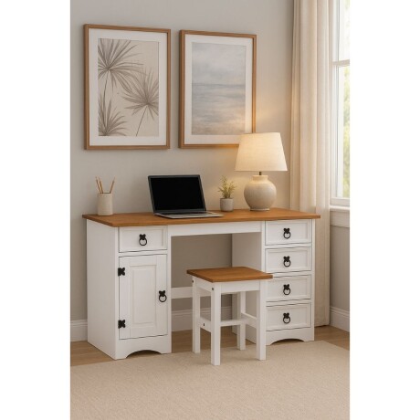 Escritorio 5C 1P Línea Naturale Blanco/Roble