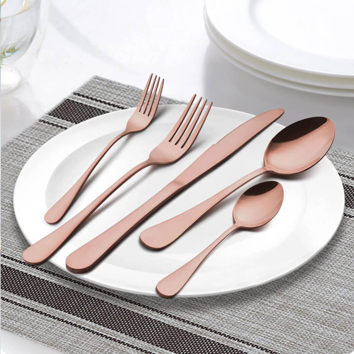 Juego de 24 Cubiertos De Acero Inoxidable Cocina Imback Rosa 