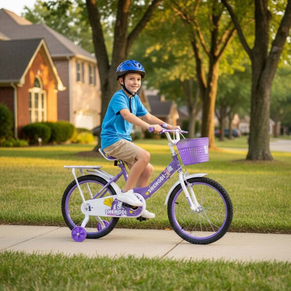 Bicicleta infantil Shengdi Rodado 18 Canasto Parrilla Hadas Color Violeta