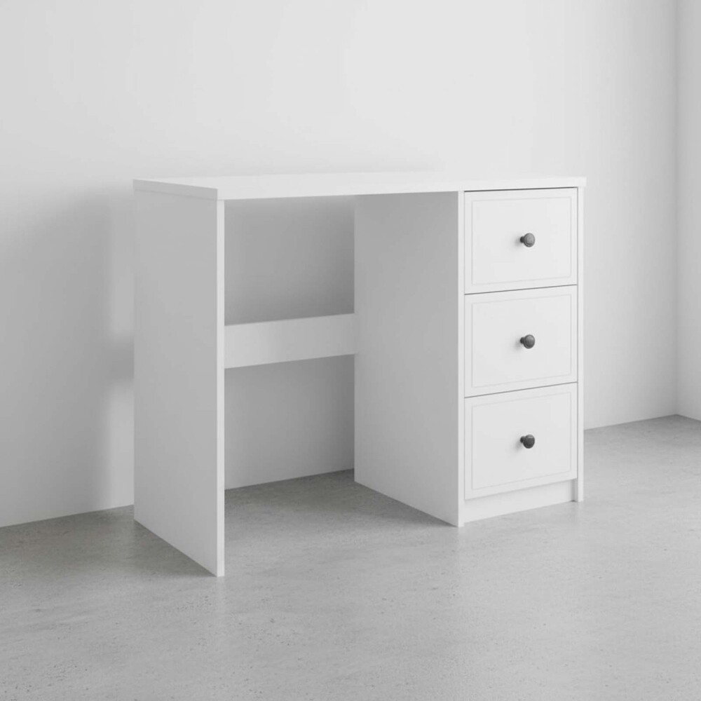 ESCRITORIO MDF BLANCO AMERICANA 3 CAJONES