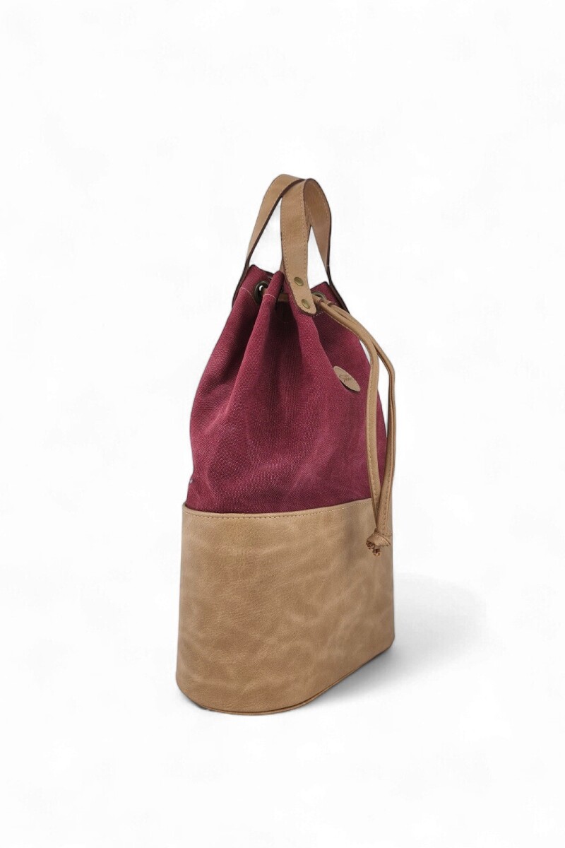 Matera bolso con división Beige con Bordó