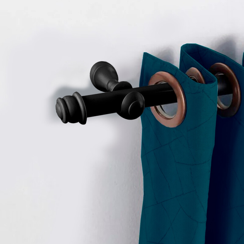 Barrote Cortina 3,50m 28mm + 2 soporte Negro NEGRO