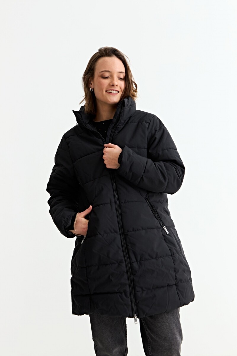 Campera puffer larga - Negro 