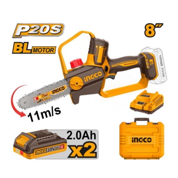 MINI MOTOSIERRA 8" 2 BATERIA 2.0 AH + CARGADOR Y ACCESORIOS CGSLI20882 - INGCO MINI MOTOSIERRA 8" 2 BATERIA 2.0 AH + CARGADOR Y ACCESORIOS CGSLI20882 - INGCO