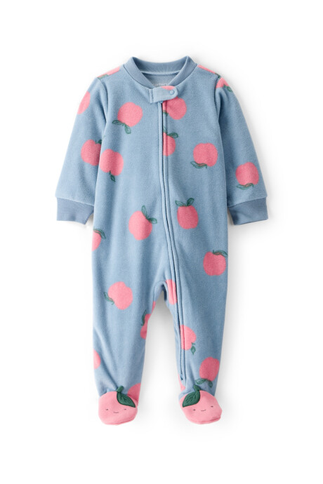 Pijama una pieza de micropolar, con pie, diseño manzanas Pijama una pieza de micropolar, con pie, diseño manzanas