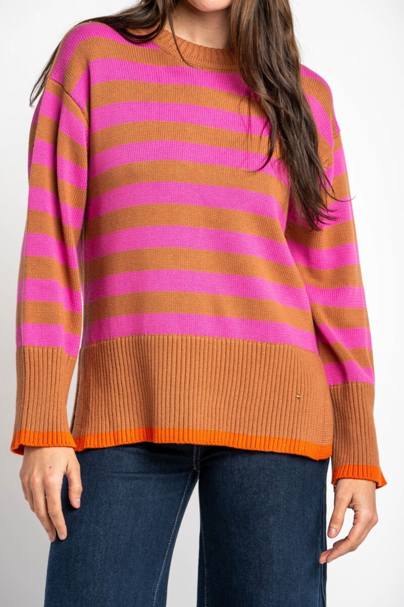 Sweater Rayado Rosa