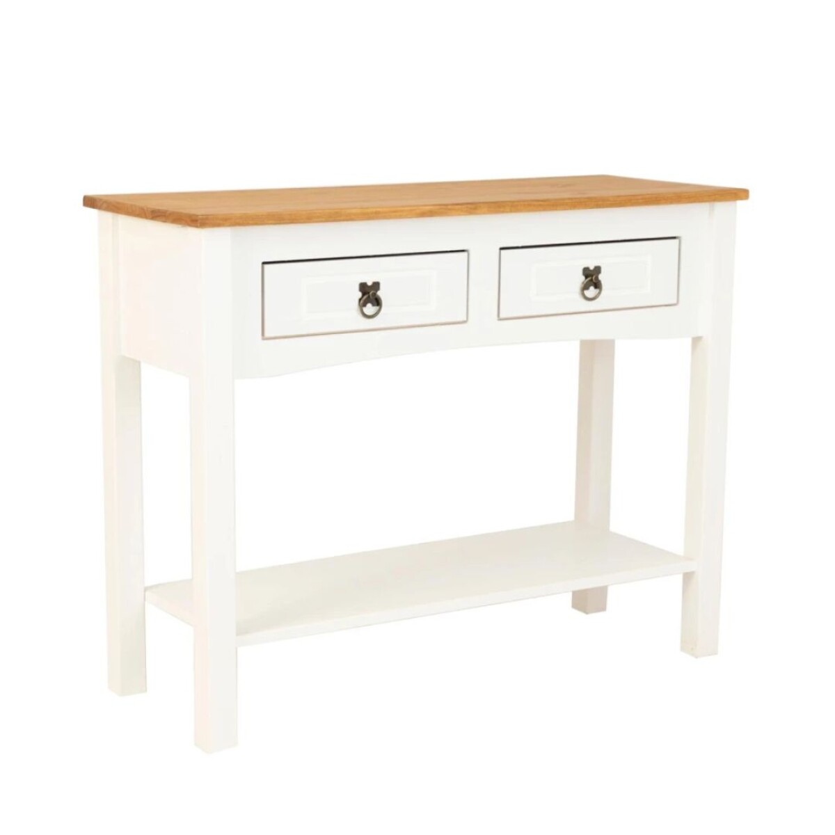 Mesa De Arrime 2 Cajones Consola - Linea Mexicana Blanco 