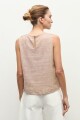 Blusa lino detalle desflecado tostado melange