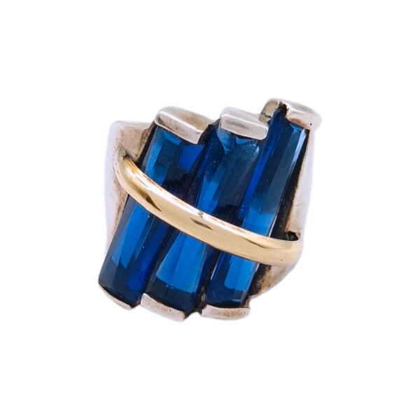Anillo Elegante-Plata y Oro-Piedra Zafiro-AN5493 conpiedra