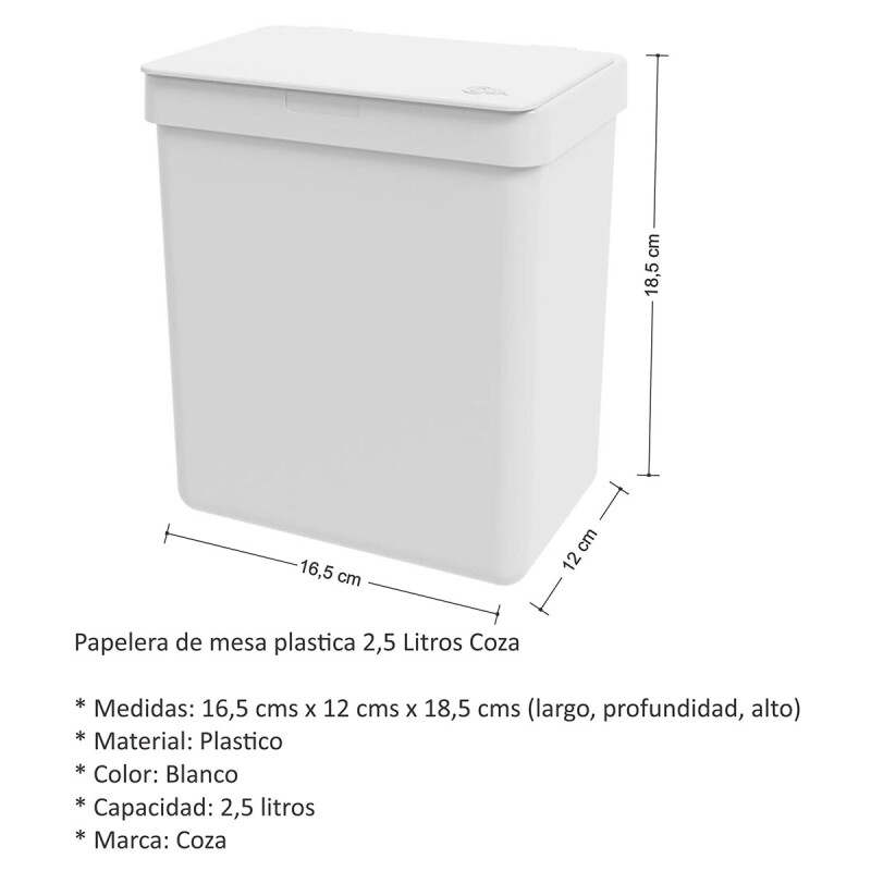 Papelera de Mesa 2.5 lt Coza BLANCO