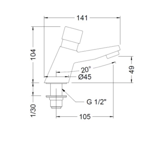 Grifería de lavatorio temporizada de mesada Genebre Grifería De Lavatorio Temporizada De Mesada Genebre