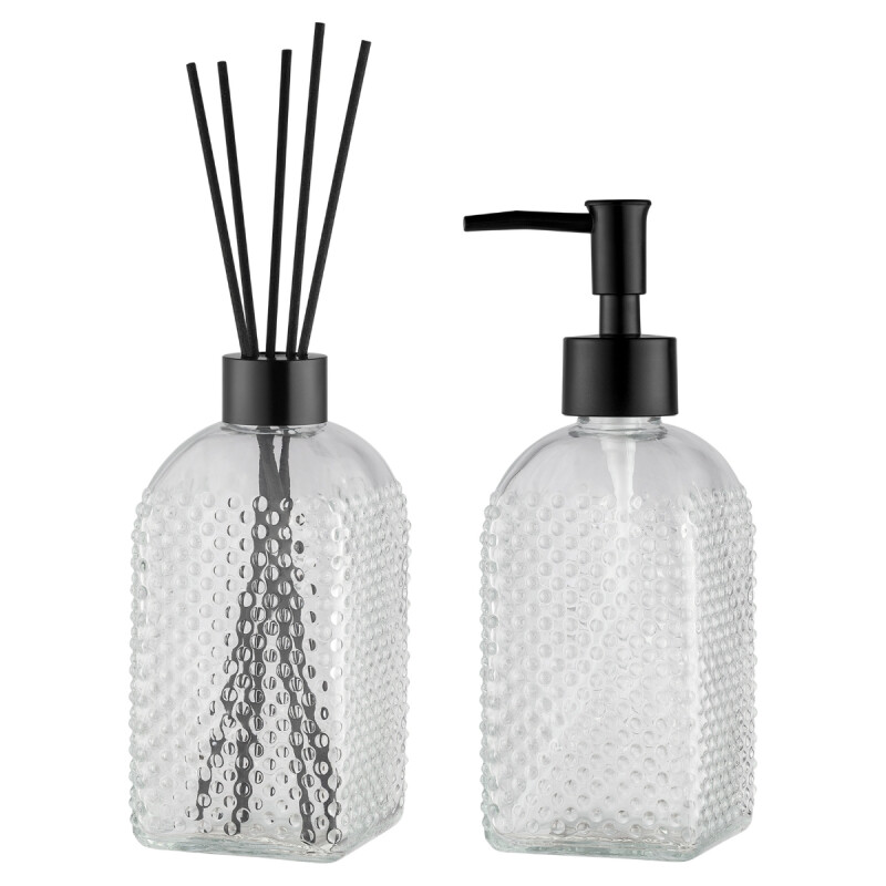 Kit dispensador de jabon y aromatizador TRANSPARENTE