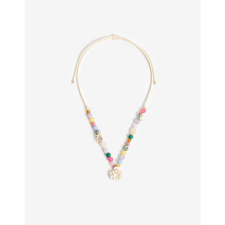 Collar Largo Beads Y Flores Combinacion Multicolor