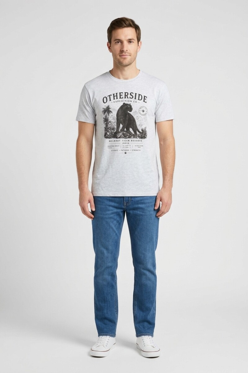 Camiseta estampada Pantera GRIS MELANGE