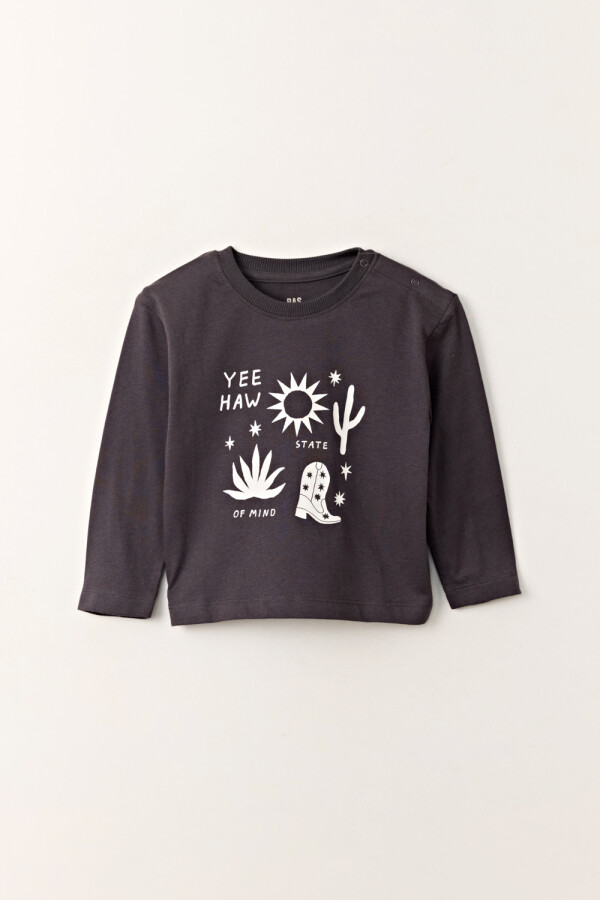 Remera estampa Cowboy Gris Oscuro