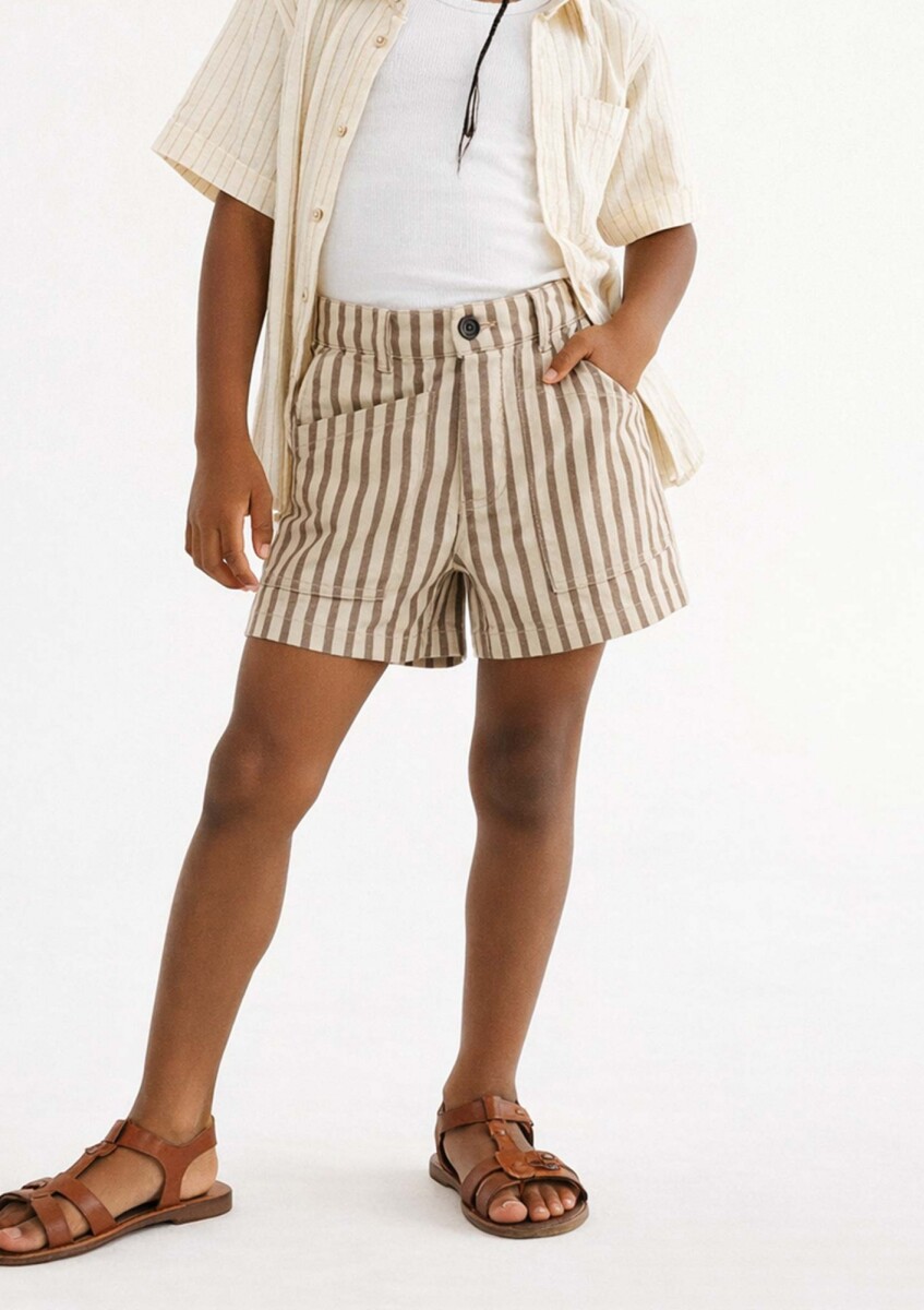 SHORT DE SARGA A RAYAS - MULTICOLOR 