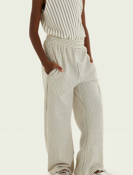 PANTALONES ANCHOS A RAYAS BLANCO