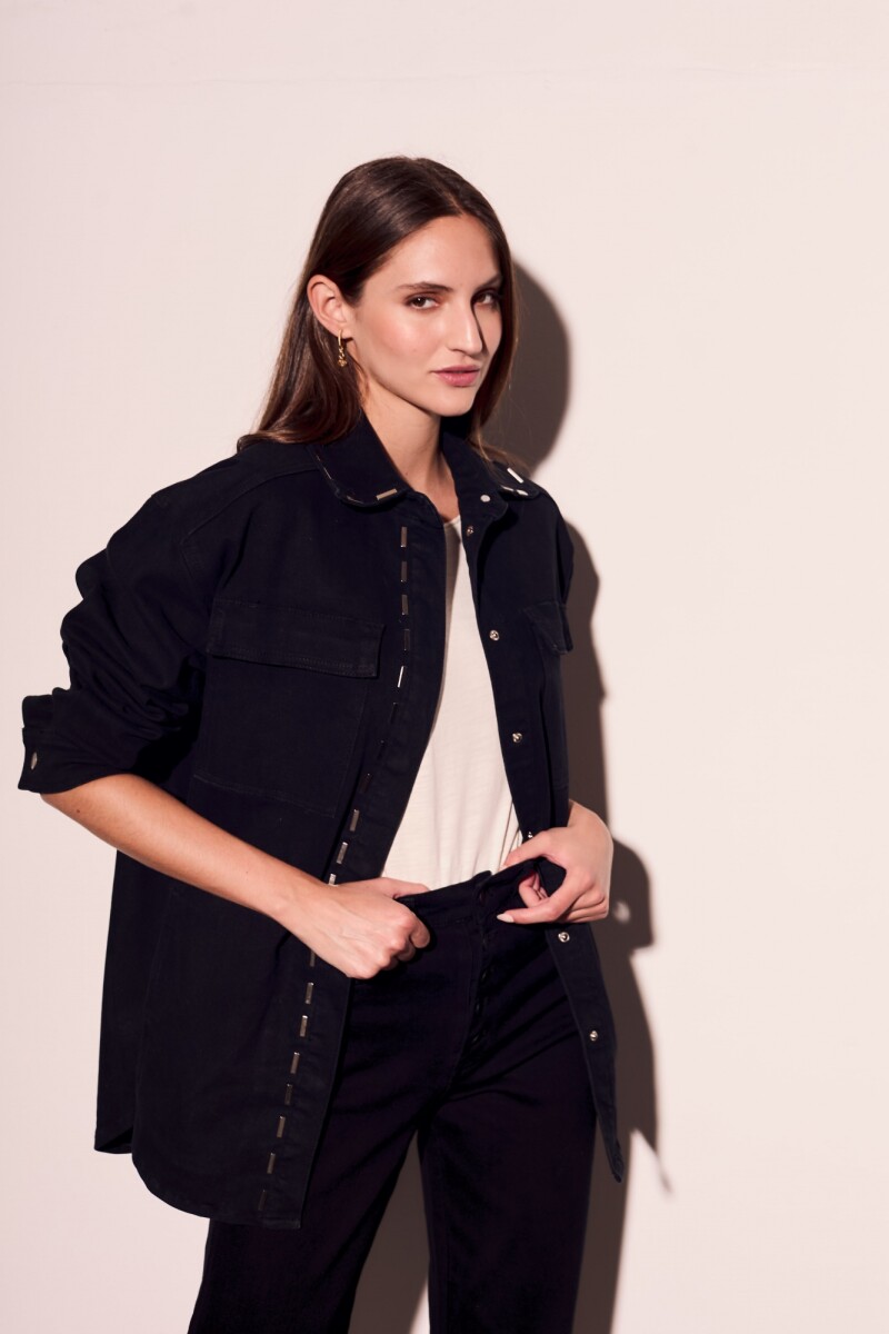 Sobrecamisa Apliques Negro