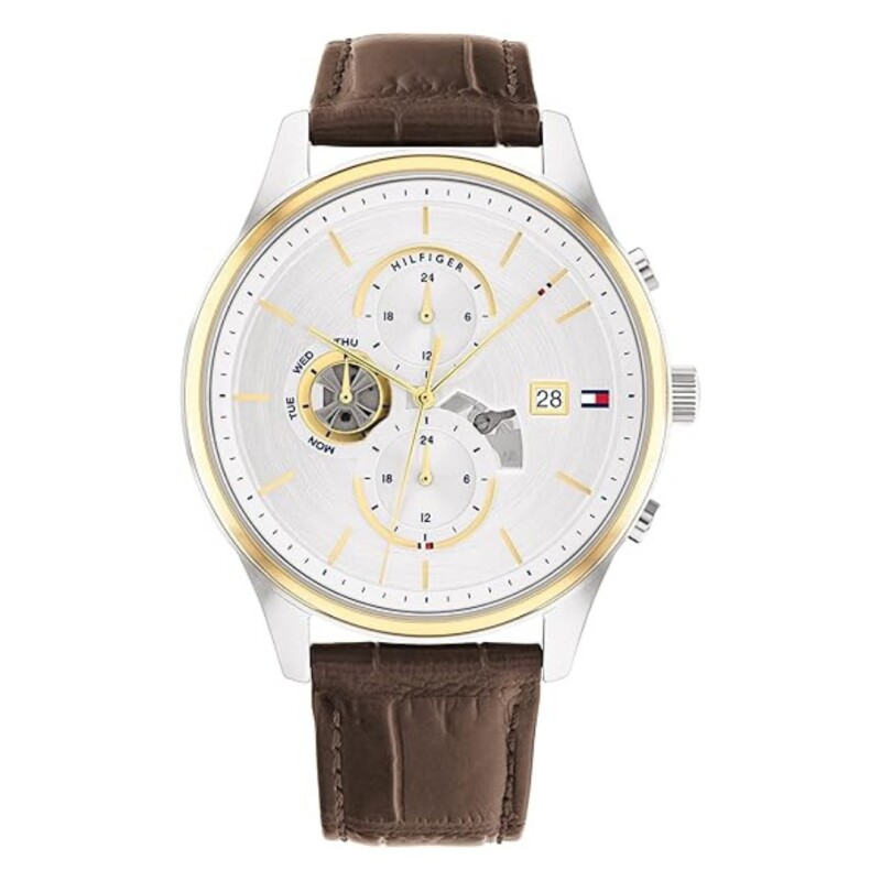 Reloj Tommy Hilfiger 1710501 para hombre con correa de cuero Plateado