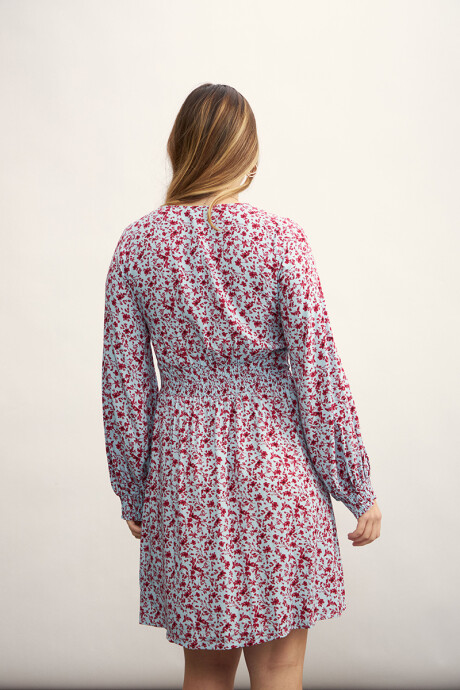 Vestido Sara Lila con estampado rojo