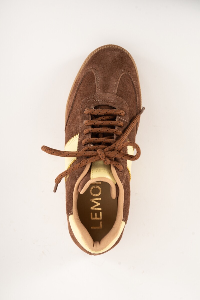 Zapatilla Gamuza Combinada Chocolate