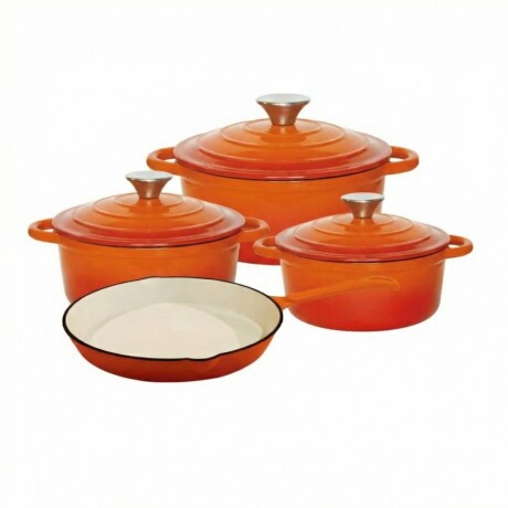 SET DE OLLAS DE HIERRO FUNDIDO FIRE KING 7 PCS NARANJA SET DE OLLAS DE HIERRO FUNDIDO FIRE KING 7 PCS NARANJA