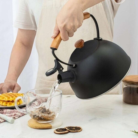 Caldera 25L Silbador Fondo Doble Mango Madera Lissy Negro