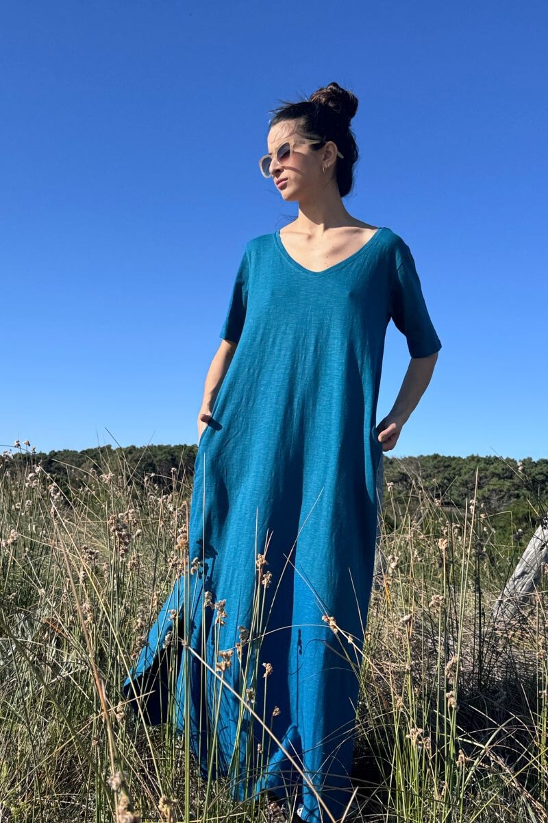 Vestido largo Lake - Petróleo 