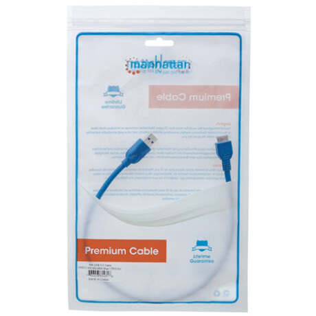 Cable USB 3,0 a MicroB 0,5 mts Azul | Manhattan 3730