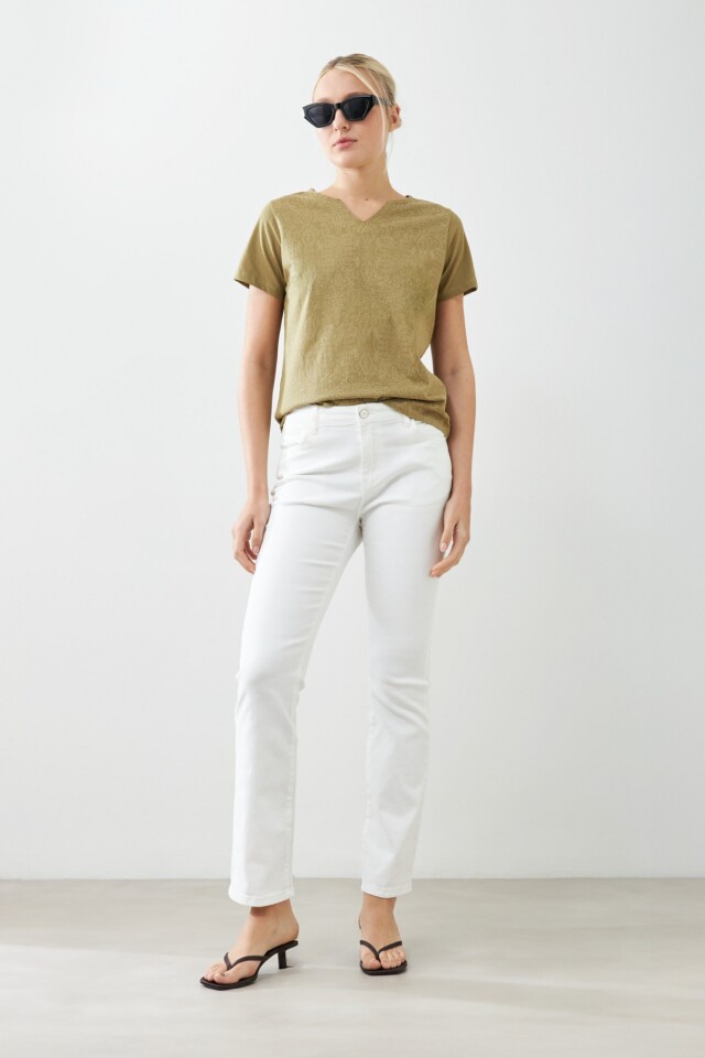 Remera puff print verde oliva