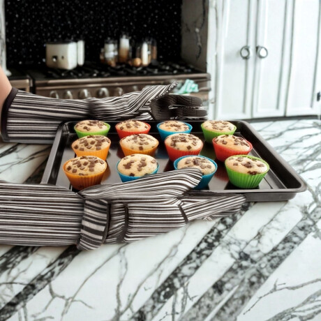 2 Manoplas para Horno con Punta de Silicona 48 cm 2 Manoplas para Horno con Punta de Silicona 48 cm