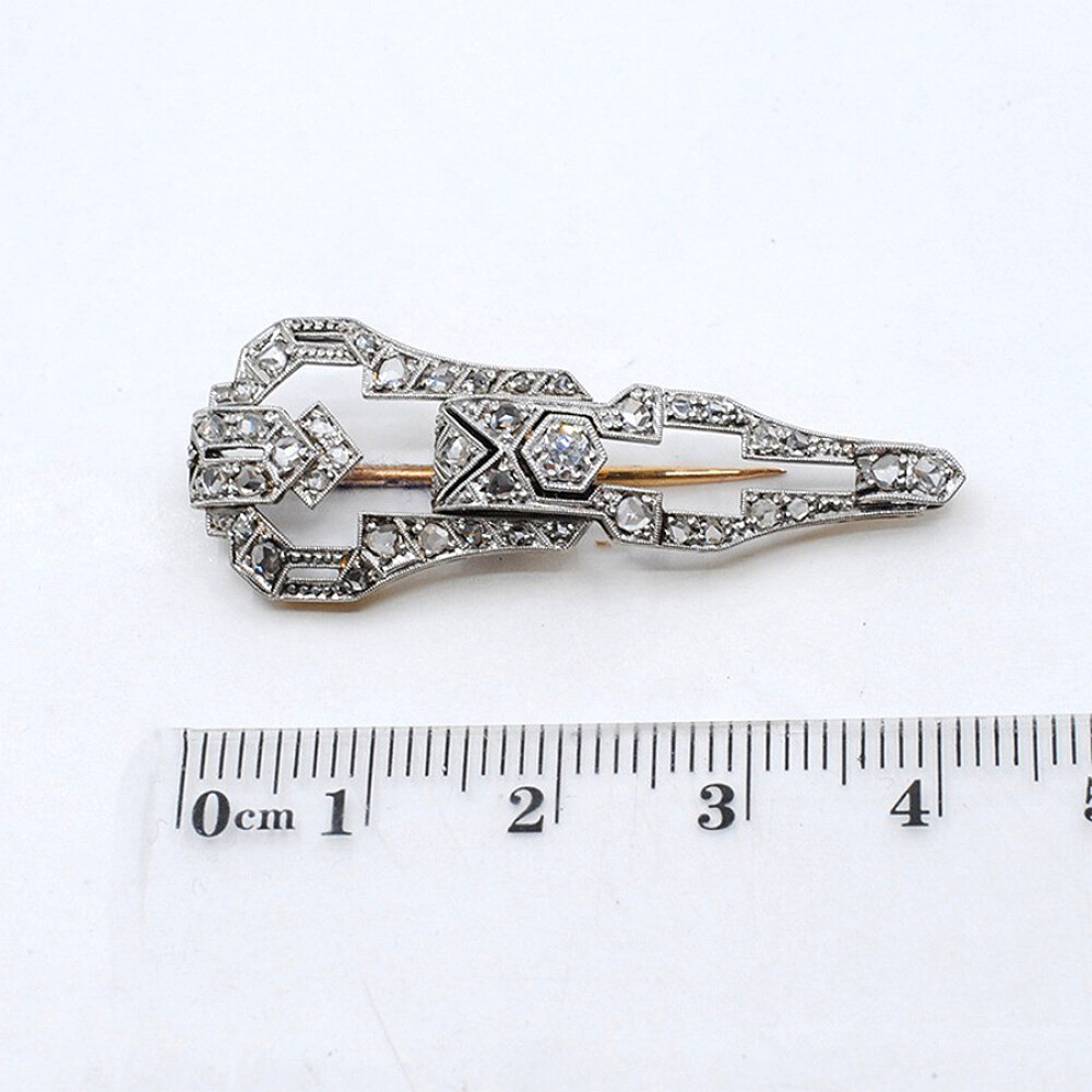 Pincho Antiguo Art Deco En Oro 18K, Brillantes Y Diamantes Pincho Antiguo Art Deco En Oro 18K, Brillantes Y Diamantes