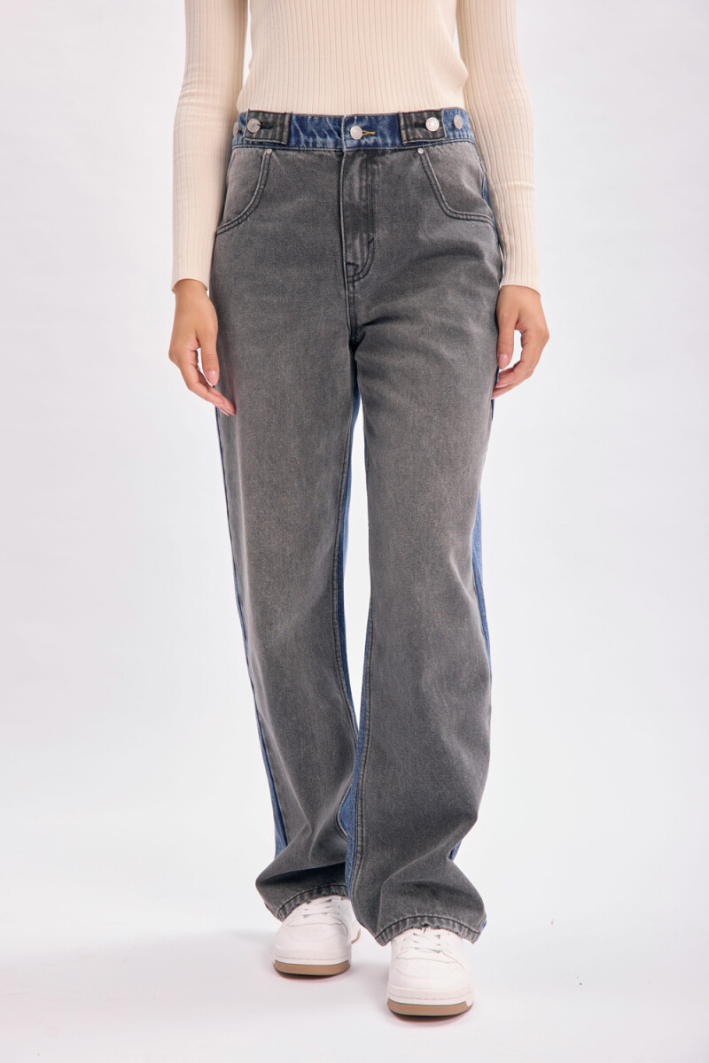 Pantalón jean Bicolor Negro