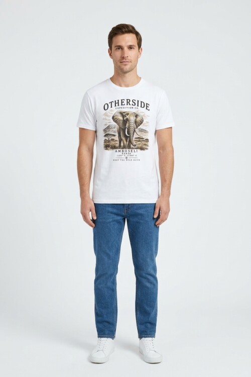 Camiseta estampada Elefante BLANCO