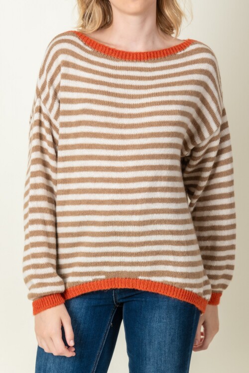 Sweater lana combinado Naranja