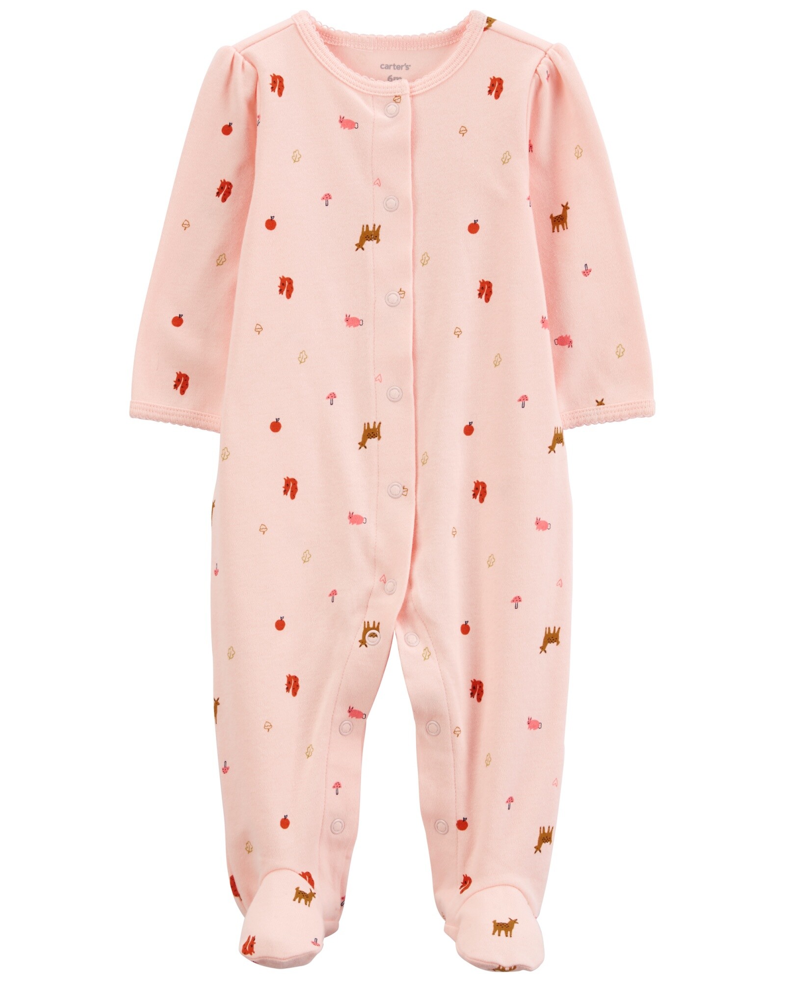 Pijama una pieza de algodón, con pie, rosado Sin color