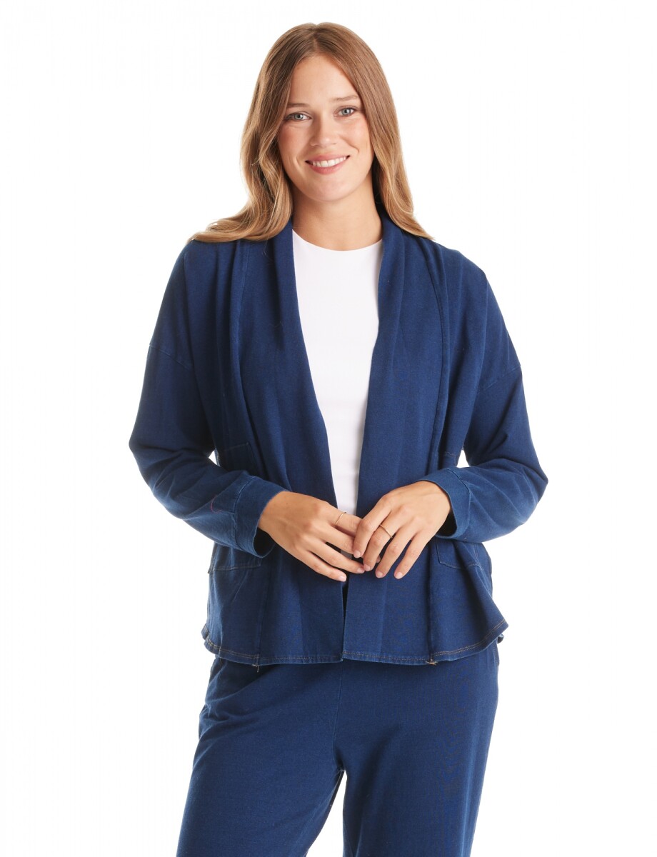 Cardigan Denim Abierto - Jean Oscuro 